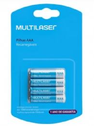 PILHA MULTILASER RECARREGAVEL AAA COM 4 PILHA - 22045