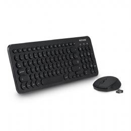 TECLADO E MOUSE USB SEM FIO TECLAS REDONDAS PRETO - 27038
